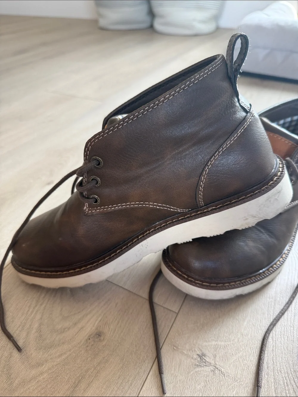 Buffalo David Bitton Men's Brown Leather Casual Lace-Up Shoes